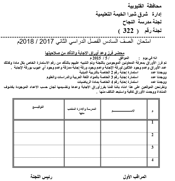 جميع سجلات المراقب الأول في الامتحانات