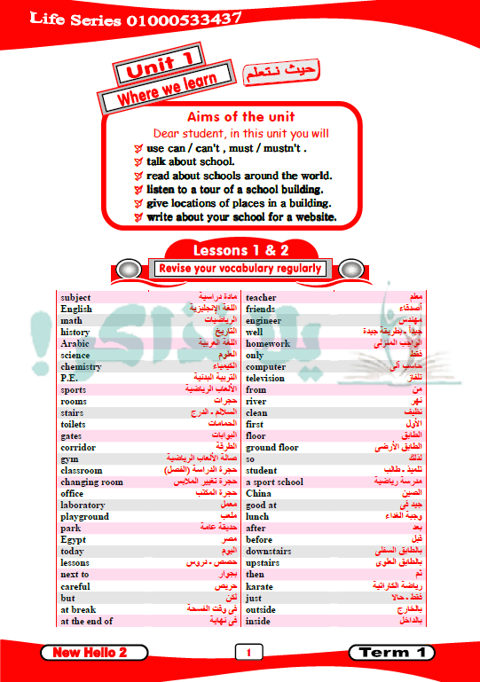 ملزمة لغة انجليزية للصف الثاني الثانوي ترم اول