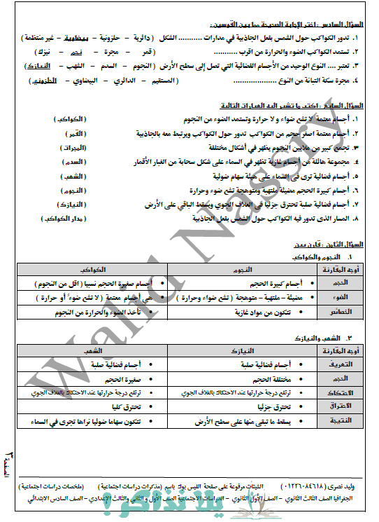 مراجعة جغرافيا للصف الاول الاعدادى ترم اول