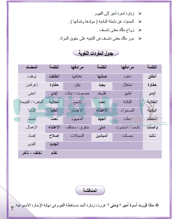 مذكرة لغة عربية للصف الخامس الابتدائي ترم ثاني