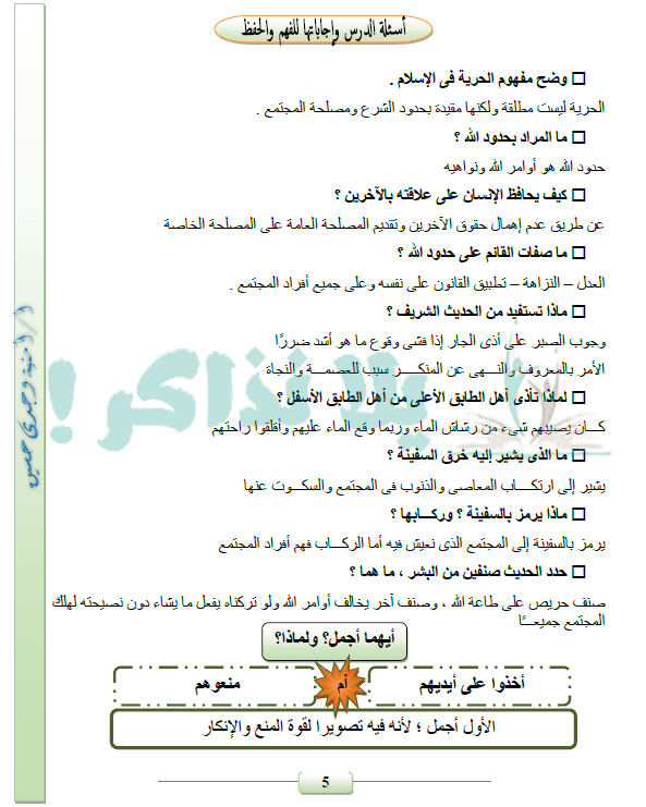 مذكرة لغة عربية للصف السادس الابتدائي ترم ثاني
