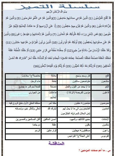 مراجعة ليلة الامتحان دين للصف الثالث الاعدادي الترم الأول