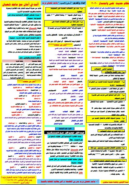 مراجعة نهائية علم النفس والاجتماع للصف الثاني الثانوي ترم اول