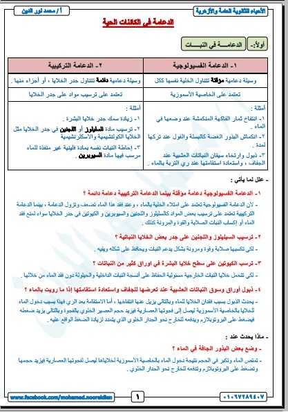 مذكرة احياء كاملة ثانوية عامة