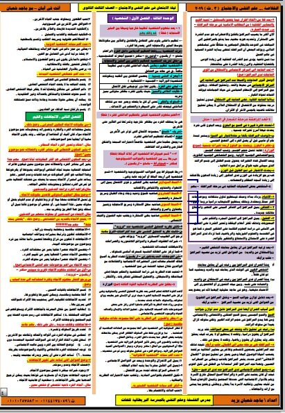 مذكرة مراجعة علم النفس والاجتماع ثانوية عامة