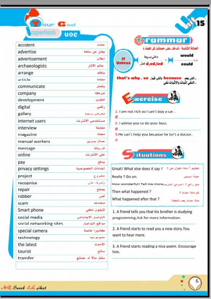 مراجعة انجليزي للصف الثالث الاعدادي ترم ثاني