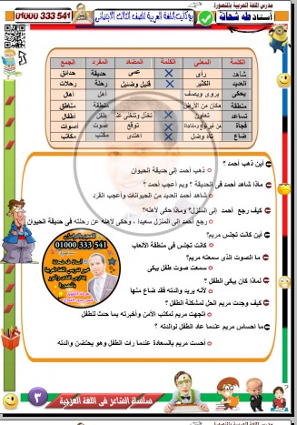 بوكلت اللغة العربية للصف الثالث الابتدائي الترم الاول