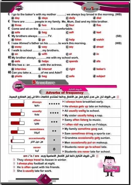 مراجعة اللغة الانجليزية للصف الثاني الاعدادي الترم الاول