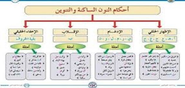 أحكام النون الساكنة والتنوين وحروفها يلا نذاكر