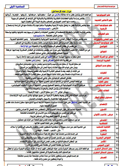 مراجعة ليلة امتحان الجيولوجيا الصف الثالث الثانوي