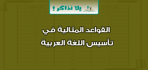 القواعد المثالية في تأسيس اللغة العربية
