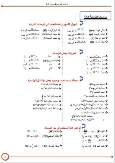 اقوى مذكرة فيزياء للصف الثالث الثانوي منهج جديد