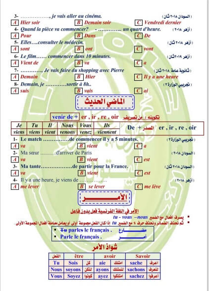 مراجعة النجم النهائية في قواعد اللغة الفرنسية لثانوية العامة1