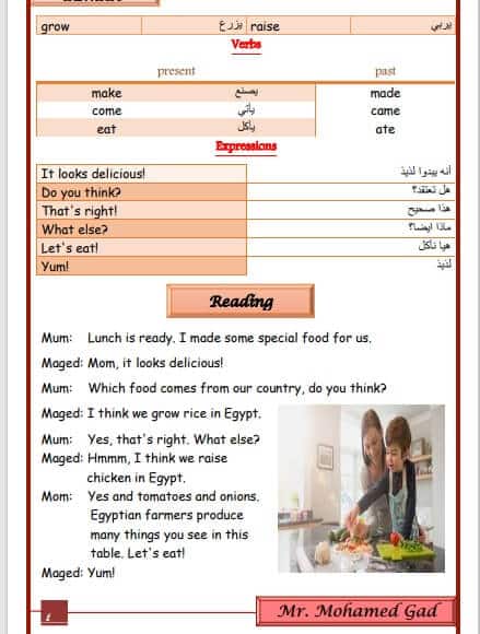 مذكرة لغة انجليزية للصف الرابع الابتدائي الترم الأول منهج جديد