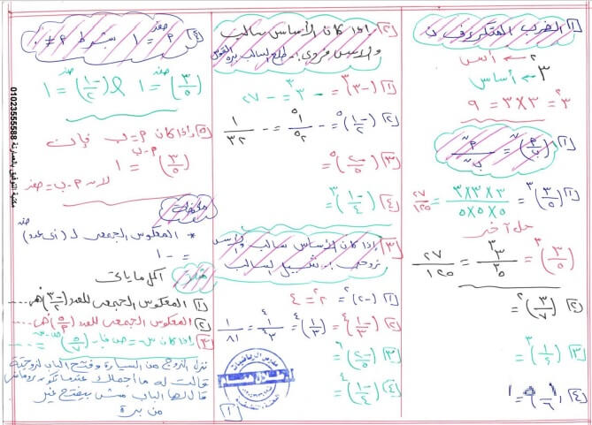 ملزمة شرح وأسئلة جبر أولى أعدادي ترم ثاني