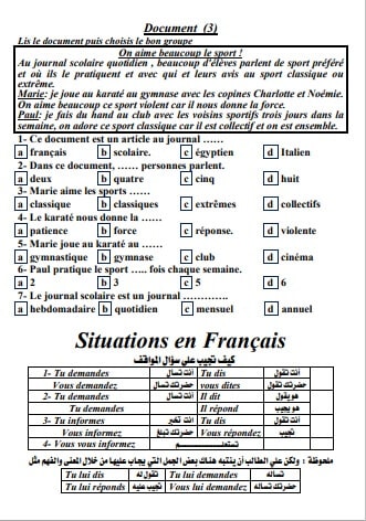 مراجعة ليلة امتحان اللغة الفرنسية ثانوية عامة