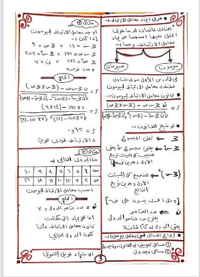 مراجعة احصاء للصف الثالث الثانوي 